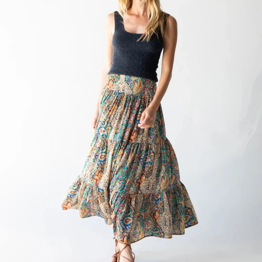 NATURAL LIFE Multicolor Bohemian Maxi Skirt - Picture 2 of 4